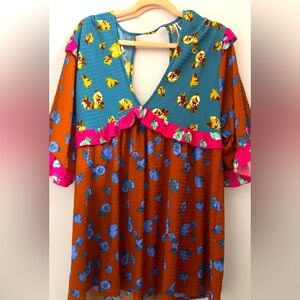 ANTHROPOLOGIE | Floral Ruffle Sleep Mini Dress